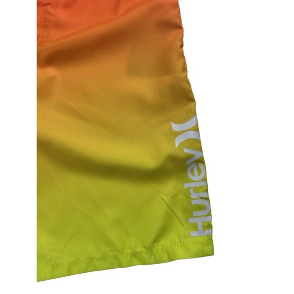 Hurley Boy's Gradient Orange/Yellow Swim Board Shorts Size 18/28 Back Pocket NEW - Picture 7 of 9